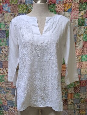 Tommy Bahama White Embroidered Tunic